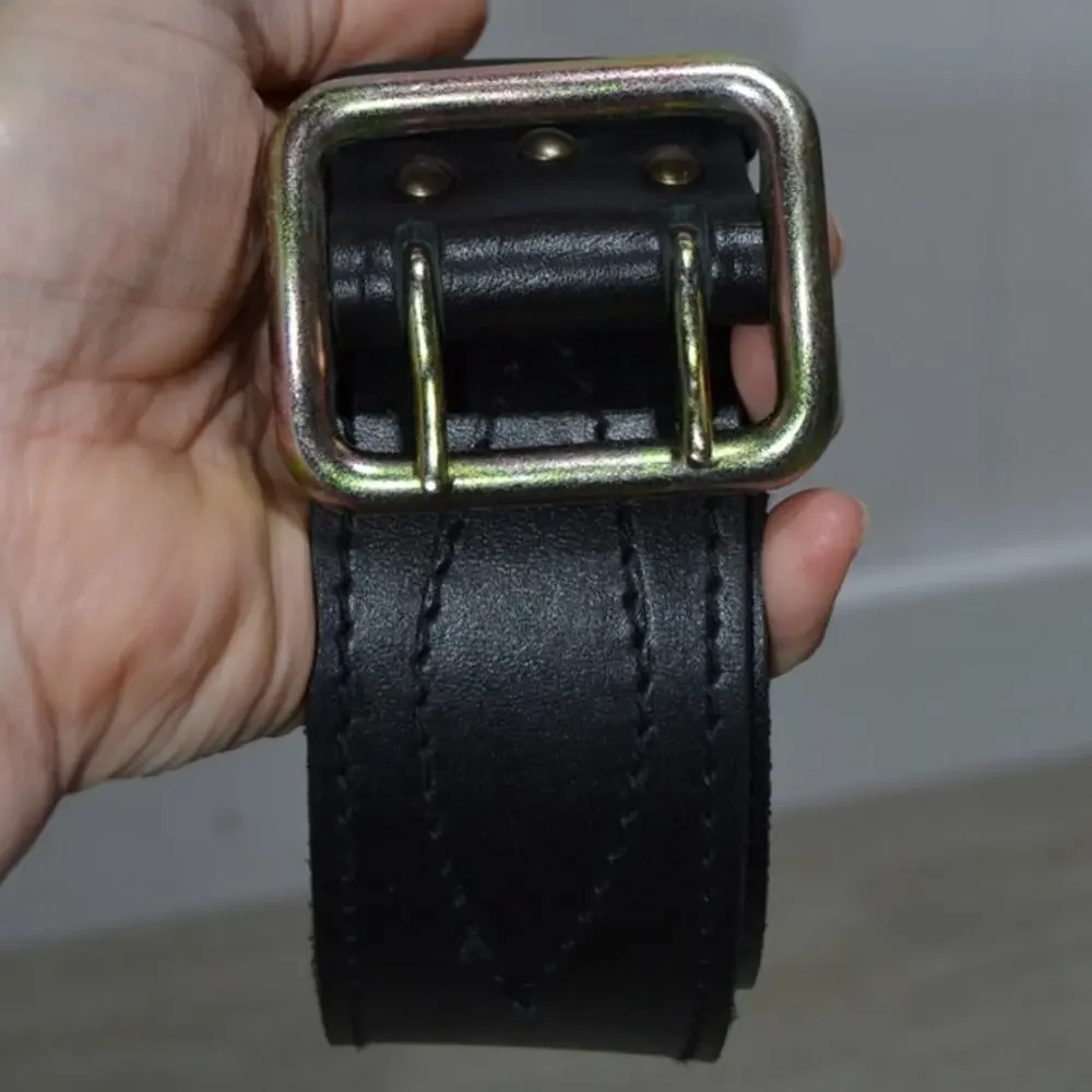 Black Leather Double Notch Belt 39